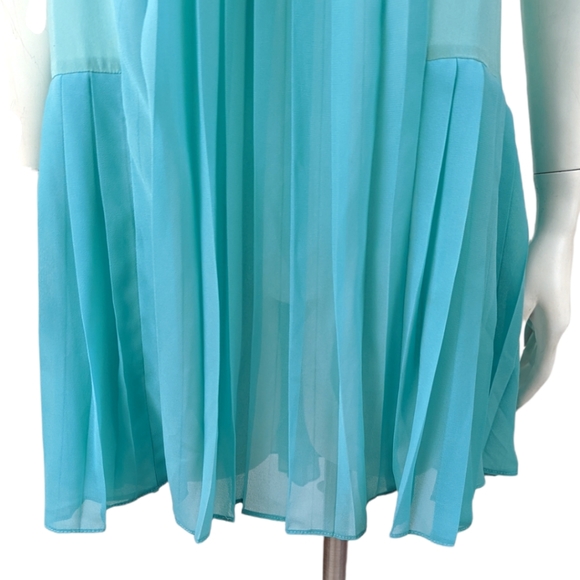 Anthropologie Maeve Pleated Racerback Shift Dress Womens Medium Petite Chiffon - Picture 4 of 14